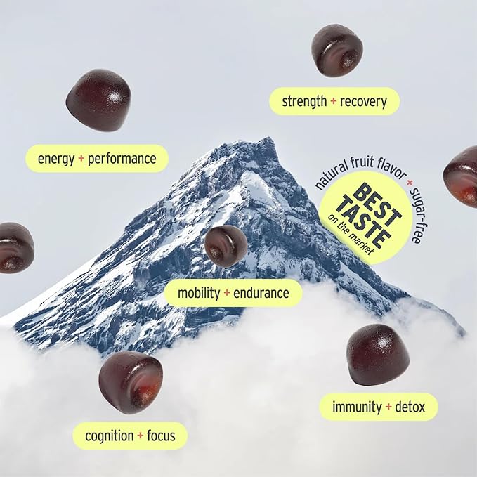 Peak Vitality Himalayan Shilajit Gummies for Strength Energy &amp Optimal Health – Sugar-Free Vegan All-Natural – Cognitive Focus Recovery Immunity – Watermelon Flavor 60ct