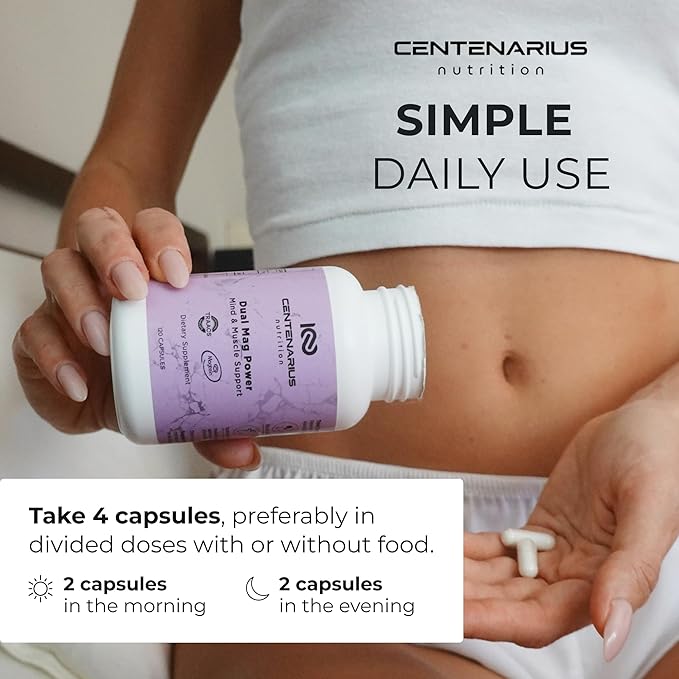 Centenarius Nutrition Dual Mag Power – Advanced Magnesium Complex with Magtein &amp TRAACS for Focus Sleep Muscle Recovery &amp Energy Balance