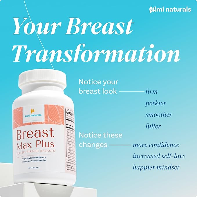 KIMI Naturals Breast Max Plus - Breast Enhancement Pills | Breast Enlargement Supplements with Fenugreek Breast Growth Supports Breast Firmness | 90 Capsules