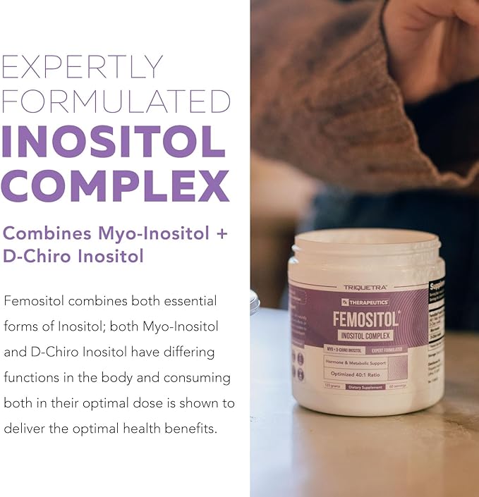 FemoSitol Inositol Powder | Myo-Inositol &amp D-Chiro Inositol Complex - Clinically Proven 40:1 Ratio (Vitamin B8) | Hormonal Balance &amp Healthy Ovarian Function Support (123 gram – 60 Servings)