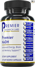 Premier Research Labs NADH - NADH Supplement NAD Supplement for Men &amp Women Nicotinamide Adenine Dinucleotide Cell Regenerator Respiratory Support - 30 Vegetarian Capsules