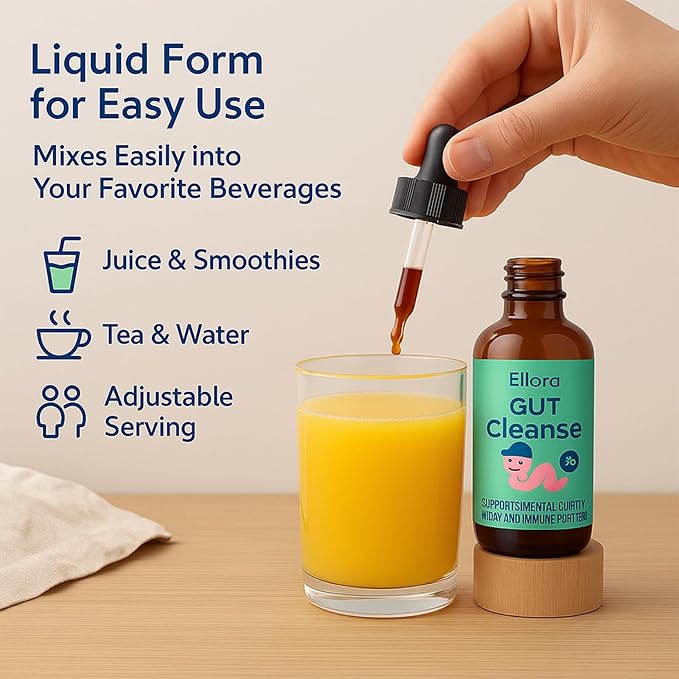 ELLORA Gut Cleanse Liquid Drops – 11 Natural Ingredients Including Black Walnut Hull Oregano &amp Licorice Root – Supports Digestive Balance Gentle Cleanse &amp Immune Support (2)