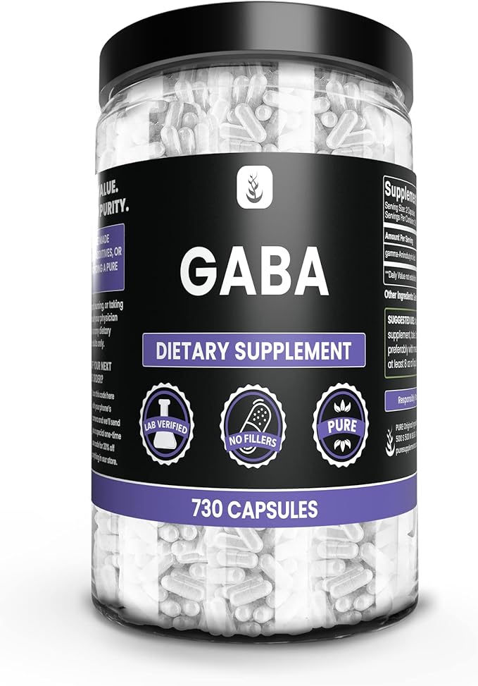 PURE ORIGINAL INGREDIENTS GABA (730 Capsules) No Magnesium Or Rice Fillers Always Pure Lab Verified