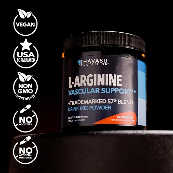 L-Arginine Powder - Nitric Oxide Supplement for Men and Women with L-Citrulline and Beet Root - Pre and Post Workout Support for Endurance and Recovery - Tangerine Flavor 1 Month Supply (30 Scoops)