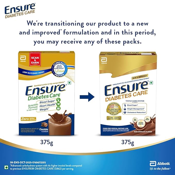 Ensure Diabetes Care Chocolate Flavored Nutrition Drink Mix for Blood Sugar Control 400g Box Pack of 2