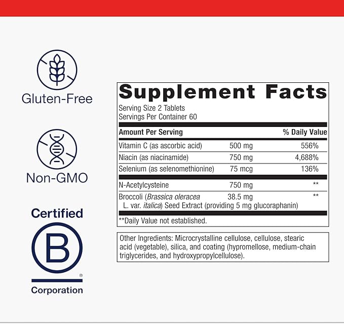 Metagenics GlutaClear - Advanced Glutathione Support* - with 750 mg Niacinamide Vitamin C Selenium &amp Broccoli Seed Extract - Potent Antioxidant &amp Detox Support* - Non-GMO Gluten-Free - 120