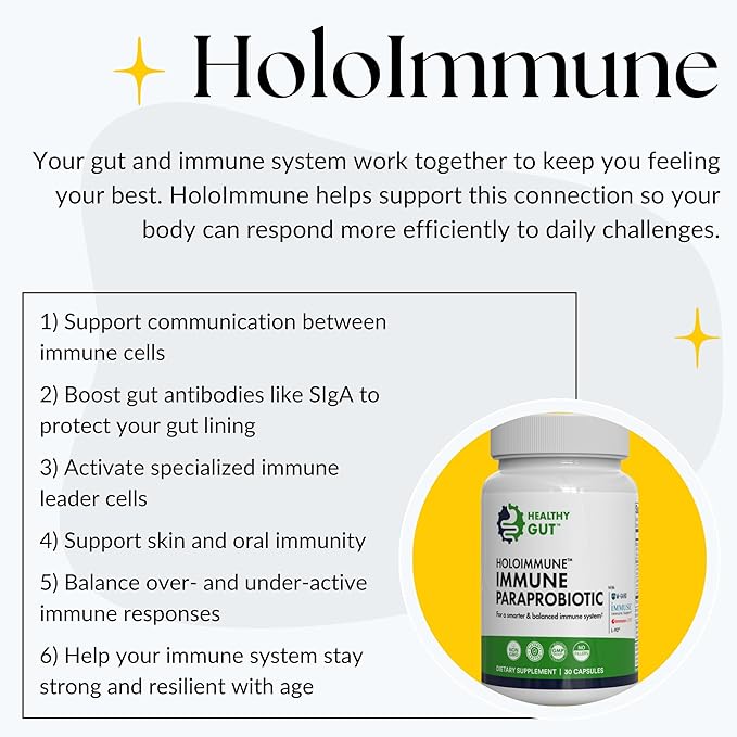 Healthy Gut HoloImmune | Paraprobiotic with Immuse Immune Support | 30 Servings
