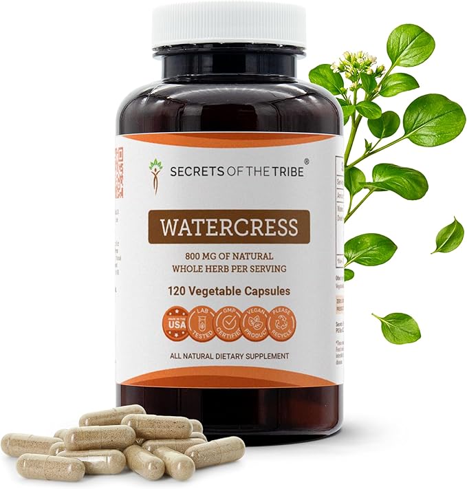 Secrets of the Tribe Watercress 120 Capsules 800 mg Watercress (Nasturtium Officinale) Dried Herb (120 Capsules)
