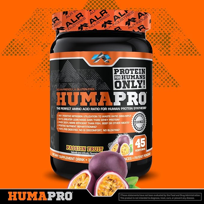 ALR Industries HumaPro Essential Amino Acid Formula | EAA Protein Supplement | Supports Muscle Recovery &amp Performance | Vegan Gluten Free | | 45 Servings (Passion Fruit)