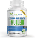 Extra Strength Mullein Capsules 10:1 Extract Respiratory &amp Immune Health Lung Cleanse 100% Pure Whole Herb Gluten Free Non-GMO 120 Count 4 Month Supply Made in the USA