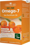 Natures Aid Sea Buckthorn Oil 500mg (Omega-7) 60 Vegan Softgels (Pack of 2)