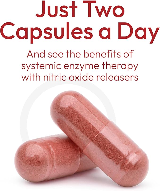 Vascular Defense Nitric Oxide Support | Systemic Enzyme Blend with Nattokinase Lumbrokinase Serrapeptase &amp Bromelain | Beet Root Extract | Spike Detox | Cardiovascular Supplement | 60 Capsules