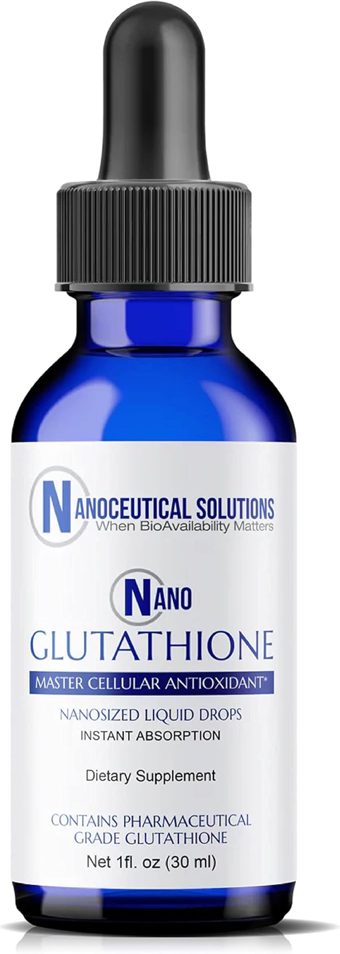Nano Glutathione Drops by Nanoceutical Solutions Pharmaceutical Grade Liquid Supplement Ultra-Efficient Absorption Up to 8 Times Higher Than Glutathione Capsules | 30 Servings