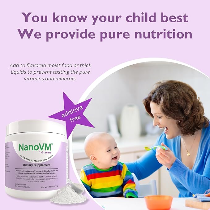 1-3 Years Allergen-Free Multivitamin for Kids Unflavored Dietary Supplement Powdered Supplement with 14 Vitamins &amp 13 Minerals Low-Carbohydrate Toddler Vitamins 275g - Solace Nutrition