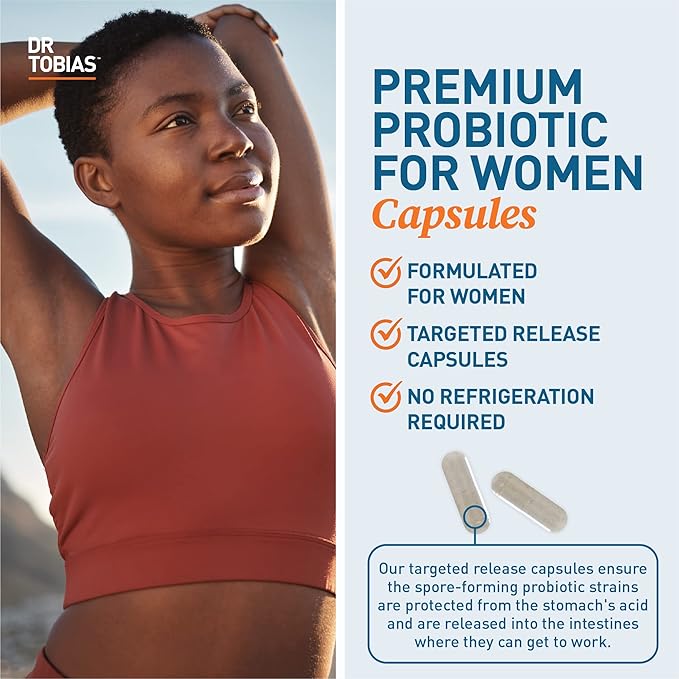 Dr. Tobias Probiotics for Women with Prebiotics &amp Cranberry Extract for Urinary Tract Health for Women | Supports Digestive &amp Immune Health - 5 Billion CFUs (60 Capsules 30 Servings)