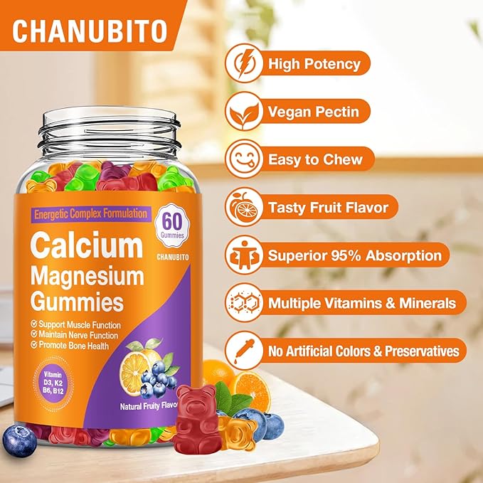 Calcium Citrate with Vitamin D3 K2 1200mg Calcium Gummies with Magnesium Zinc Extra Absorption Calcium Supplements for Women &amp Men Bone Muscle &amp Immune Support Fruit Flavor 120 Chewable G