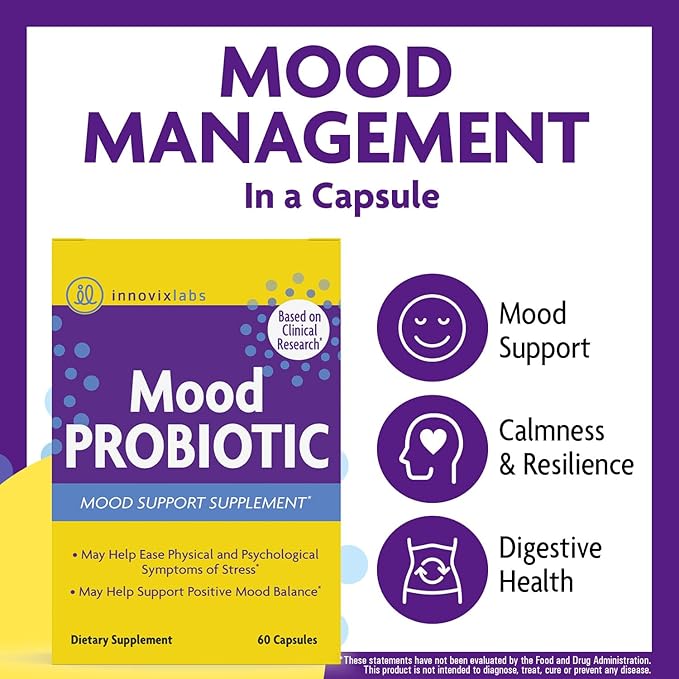 InnovixLabs Choline &amp Mood Probiotic Bundle Choline Bitartrate 550mg (100 Capsules) Mood Probiotic (60 Capsules). Supports Memory Mood Brain Health &amp Boost Cognitive.*
