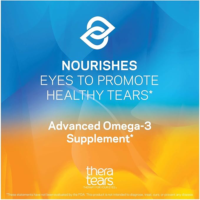 TheraTears 1200mg Omega 3 Supplement for Eye Nutrition Organic Flaxseed Triglyceride Fish Oil and Vitamin E 180 Count &amp Dry Eye Therapy Lubricating Eye Drops for Dry Eyes 1 fl oz Bottle Twin Pa