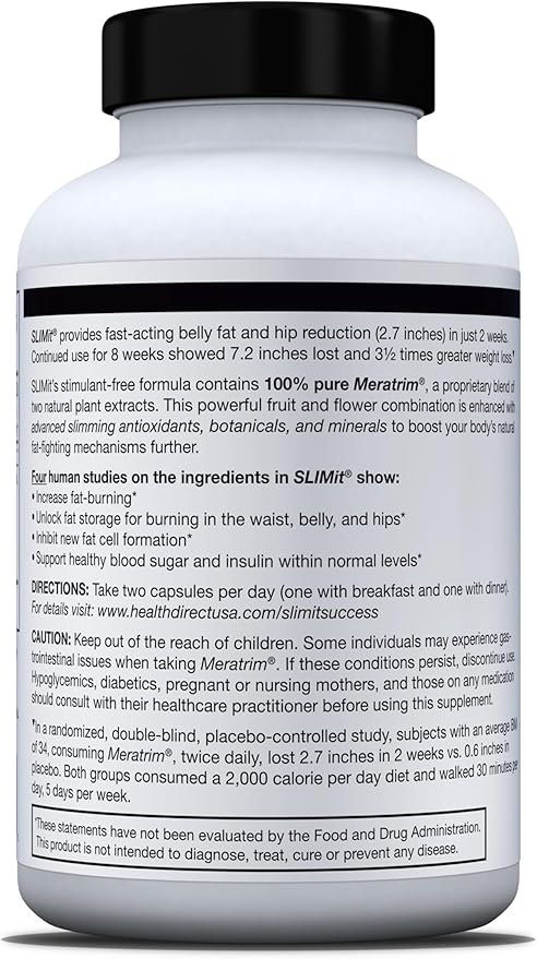 HEALTH DIRECT - SLIMit with Meratrim - Natural metabolic for Women &amp Men - Targets Fat Cells Supports Metabolic Health - 56 Capsules