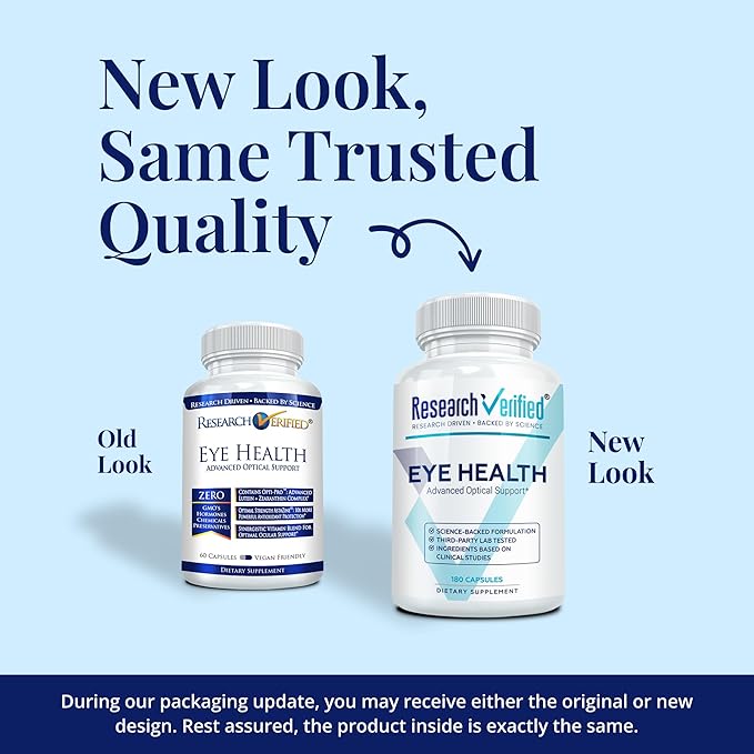 Research Verified Eye Health - Nourish and Protect Eyes and Vision Support Healthy Retina Improve Blood Supply to Eyes - Vitamins A B C and E - 180 Capsules - 3 Month Supply - Made in The USA