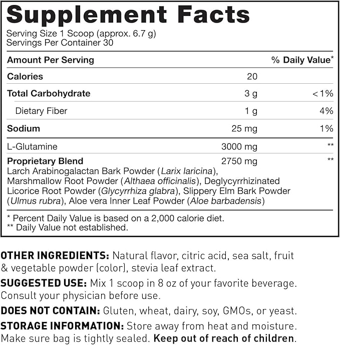 Amy Myers MD Leaky Gut Revive - L-Glutamine Digestion Support - Healthy Gut Aid with Marshmallow &amp Licorice Root - Aids Mucosal Lining - 201 g Strawberry Lemonade (30 Servings)