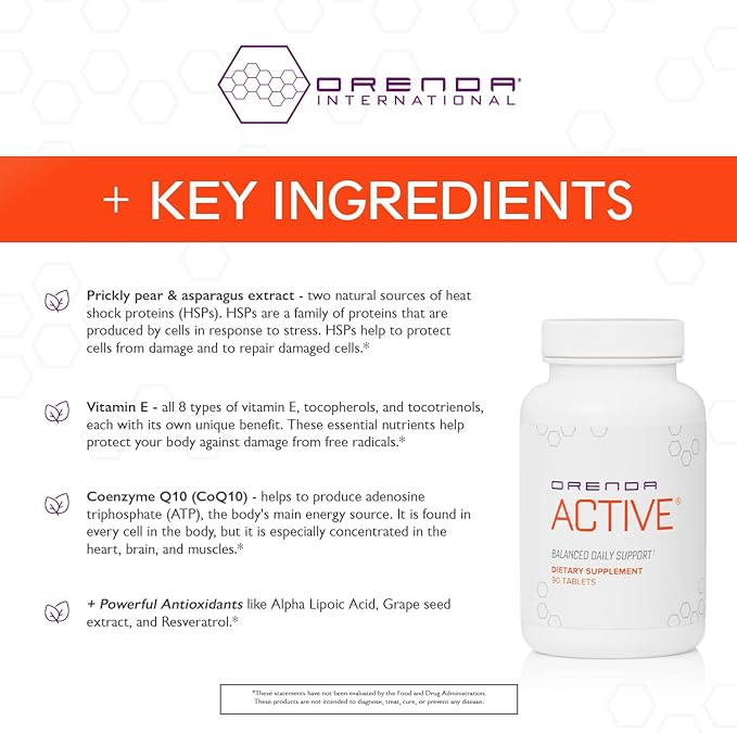 Orenda Active® | All 8 Forms Vitamin E BioFolate® &amp Young &amp Active™ Blend | Energy &amp Immune Support | Men &amp Women | 90 Tablets