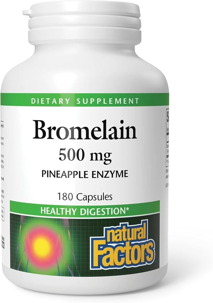 Natural Factors Bromelain 500 mg Enzyme Support for a Healthy Digestive System 180 Capsules.