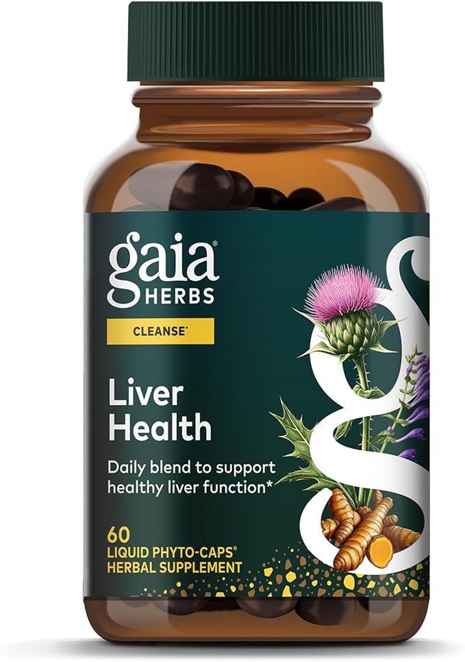 Gaia Herbs Liver Health - Supplement with Milk Thistle Turmeric Root Schisandra &amp Licorice Root for Liver &amp Cleanse Support* - 60 Vegan Liquid Phyto-Caps (60 Servings)