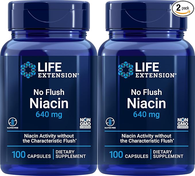 Life Extension No Flush Niacin 100 Capsules (Pack of 2)