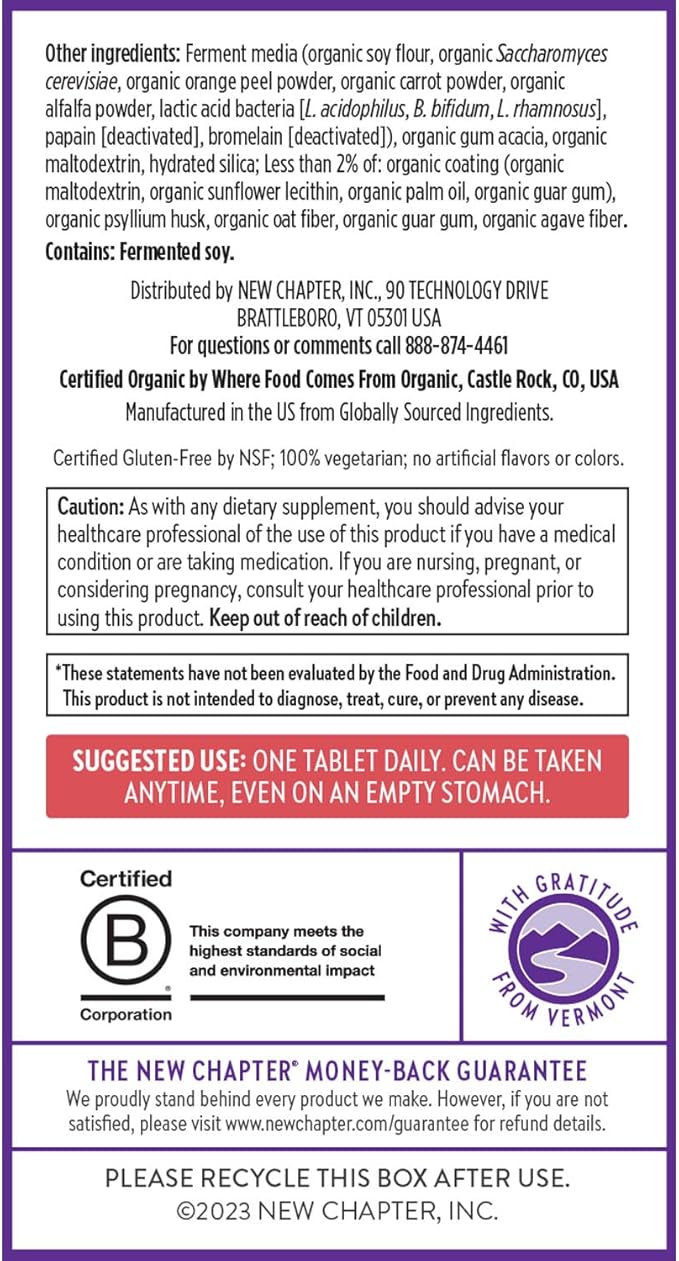 New Chapter Women’s Multivitamin 55+ Astaxanthin B6 B12 D3 Vitamin C &amp Zinc Immune Heart Cellular Energy and Bone Support Gentle on The Stomach One Daily Non-GMO Gluten-Free 72 Table