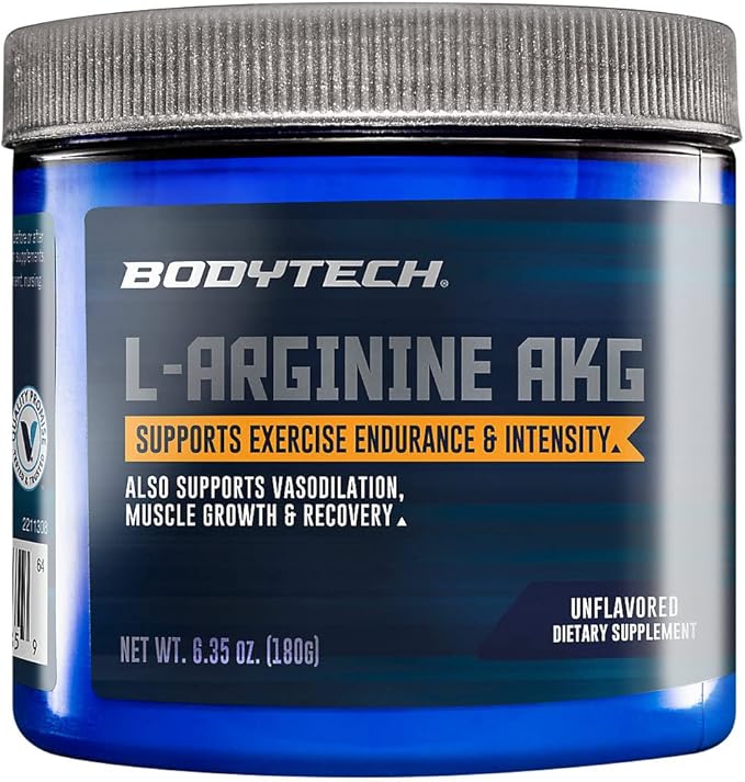 BodyTech L-Arginine AKG 3000MG - Supports Exercise Endurance &amp Intensity Muscle Growth &amp Recovery Vasodilation Nitric Oxide (6.35 Ounce Powder)