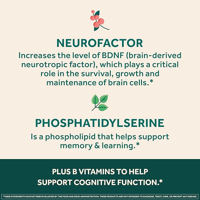NEURIVA Ultra Decaffeinated Clinically Tested Nootropic Brain Supplement for Mental Alertness Memory Focus &amp Concentration Cognivive Neurofactor Phosphatidylserine Vitamins B6 B12 60 Capsul