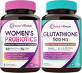 Doctor's Recipes Pair: Glutathione with Milk Thistle + Women's Probiotic 50B with Organic Cranberry 150 Caps