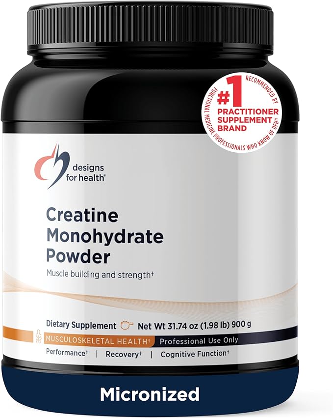 Designs for Health Creatine Monohydrate Powder - Unflavored Micronized Creatine Powder for Women &amp Men to Support Muscle Strength Exercise + Brain Health Pure Creatine Monohydrate 5g (180 Servin