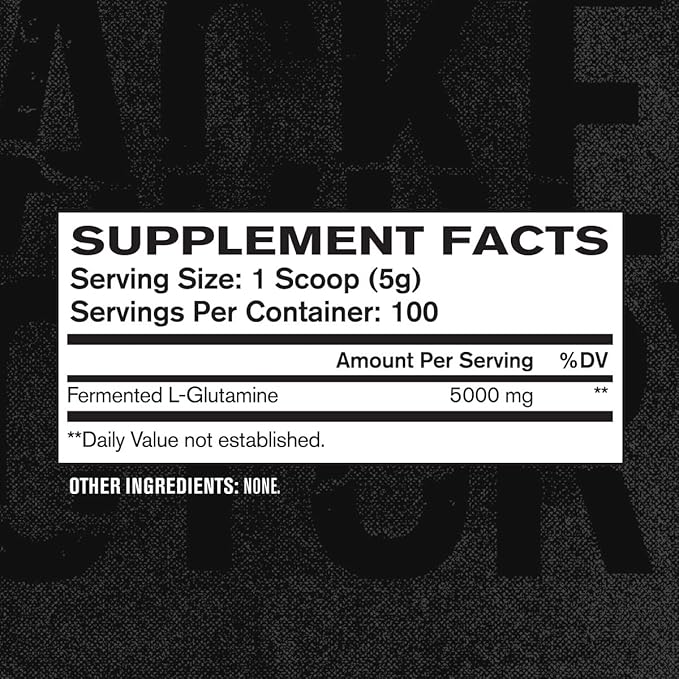 Jacked Factory L-Glutamine Powder 100 Servings - Vegan Fermented L Glutamine Supplement for Post Workout Muscle Recovery Immunity Digestive Health | No Artificial Filler - Unflavored