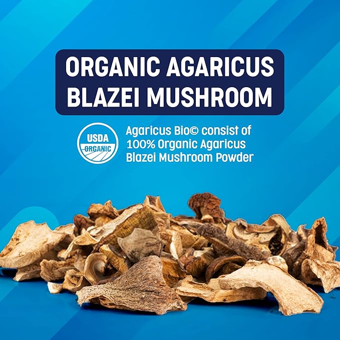 Agaricus Bio 600 mg Agaricus Mushroom for Natural Killer Cell Activity USA-Grown Organic Agaricus Blazei Murill for Immune Support Liver &amp Cellular Health High Beta Glucan Supplements 60 Caps