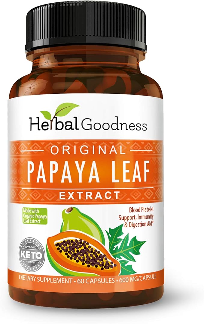 Papaya Leaf Extract for Platelets &amp Papaya Enzyme Bundle – 10X Digestive Capsules &amp 15X Liquid Platelet Support – Immune Gut and Digestive Health