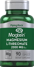 Piping Rock Magnesium L-Threonate Capsules 2000 mg | 90 Pills | Supplement for Men and Women with Magtein | Non-GMO Gluten Free