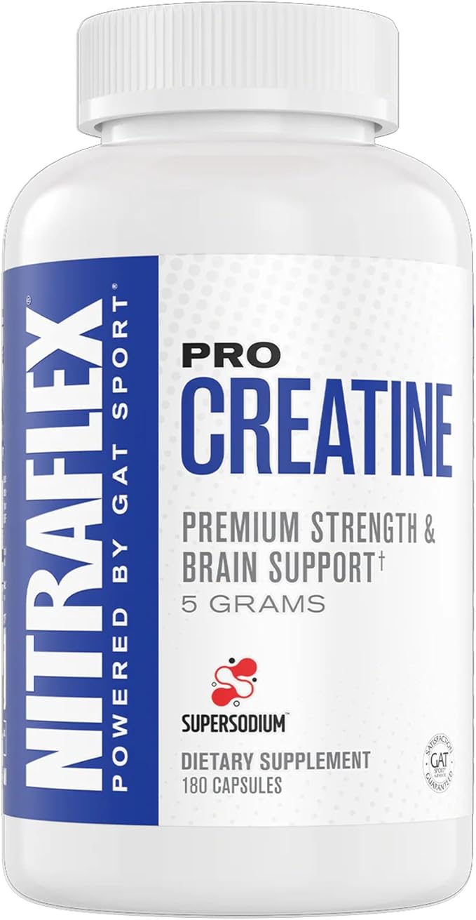 GAT SPORT Pro Creatine Capsules Strengh Wellness Brain Health Enhanced Absorption 5 Grams 180 Veggie Capsules