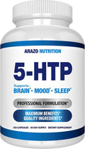 5-HTP 200 MG Per Serving Plus Calcium for Mood Sleep – Supports Calm and Relaxed Mood – 99% High Purity – 120 Capsules – Arazo Nutrition