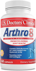 U.S. Doctors’ Clinical Arthro8 - Doctor-Formulated Joint Supplement + Hyaluronic Acid + Turmeric &amp Collagen for Flexibility Mobility &amp Strong Cartilage - 60 Capsules - 15/30-Day Supply