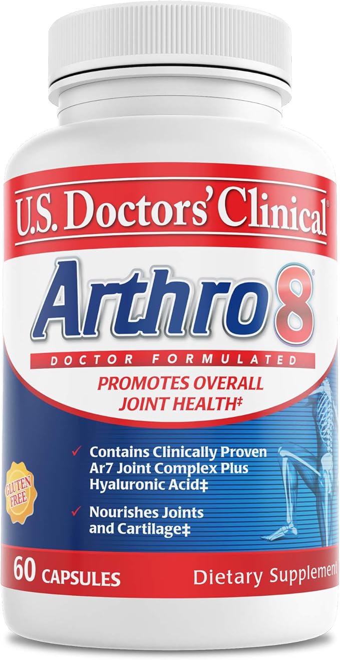 U.S. Doctors’ Clinical Arthro8 - Doctor-Formulated Joint Supplement + Hyaluronic Acid + Turmeric &amp Collagen for Flexibility Mobility &amp Strong Cartilage - 60 Capsules - 15/30-Day Supply