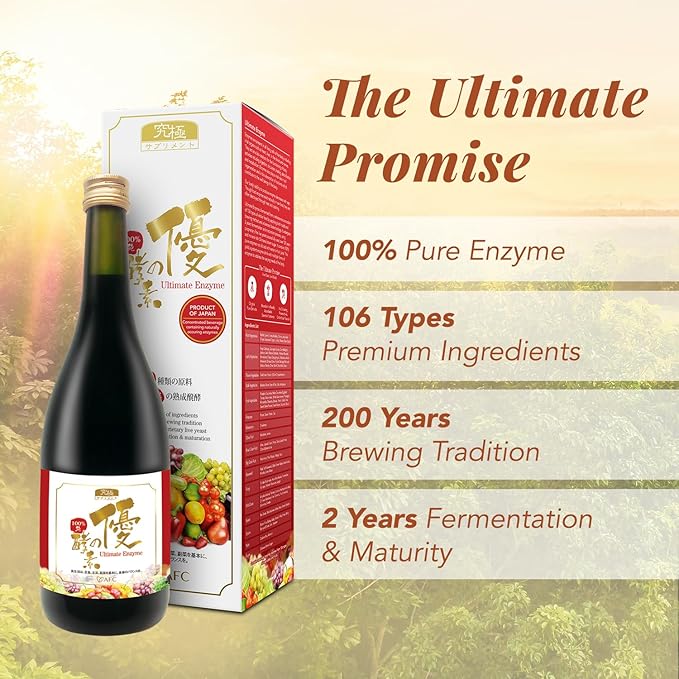AFC Japan Digestive Ultimate Enzyme Drink – Pure Digestive Enzymes for Digestion Gas Bloating Constipation Relief &amp Immune Support – 106 Fermented Fruits &amp Vegetables Enzyme Supplement 72
