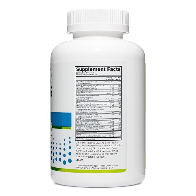 NutriBiotic – Multi Vitamins &amp Minerals 180 Ct Capsules (Formerly Hypoallergenic Multiple) | 72 Pure Trace Elements in a Base of Chlorella | Pharmaceutical-Grade &amp Highly Absorbable | Gluten