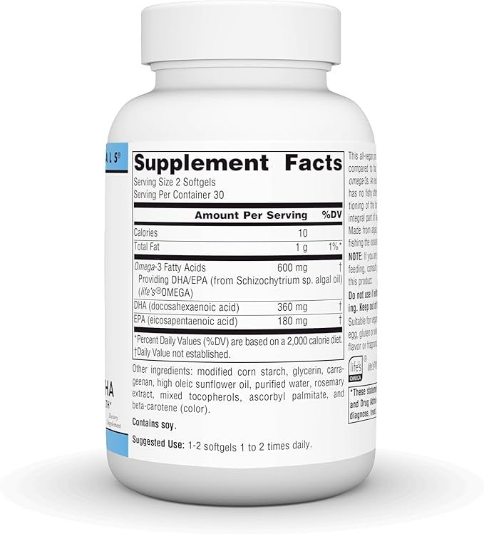Source Naturals Vegan Omega-3s Non-Fish EPA-DHA for Heart and Brain Health Support* 300 mg - 60 Vegan Softfgels