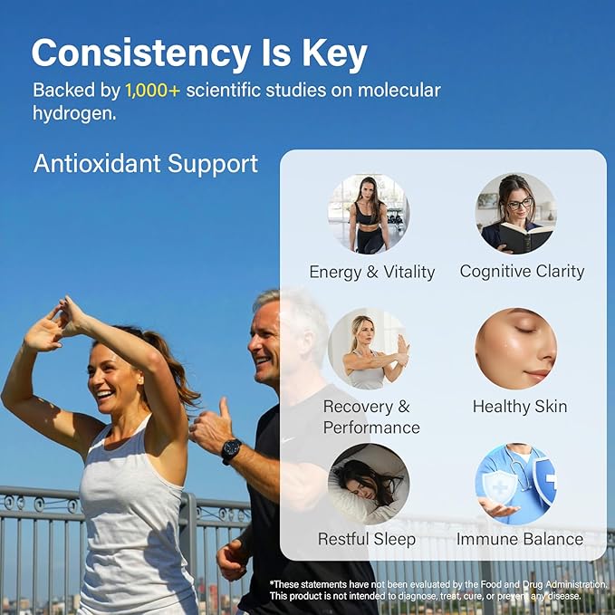 Molecular Hydrogen (H2) Tablets with Magnesium – 12 PPM Hydrogen Water Tablet for Drinking Water Antioxidant-Rich Supports Cellular Health Recovery &amp Cognitive Function – Unflavored 120 Tablet
