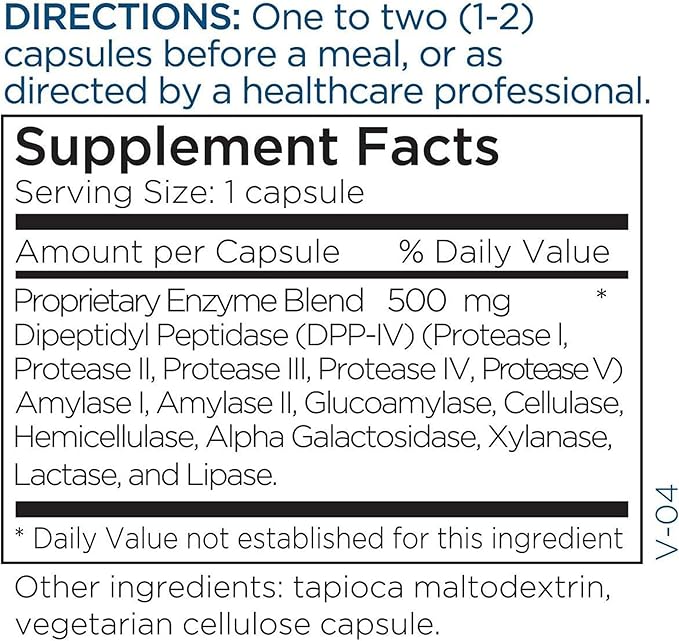 Metabolic Maintenance GluDaZyme - DPP-IV Enzyme Blend - Supports Digestion &amp Gluten Response - Hypoallergenic - 60 Servings - 60 Capsules