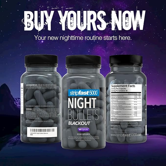 stripfast5000 Weight Management Support + Relaxation Capsules Stimulant-Free for Women &amp Men Night Bullets Blackout