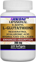 Nikoni Liposomal S-Acetyl L-Glutathione Resveratrol Hyaluronic Acid &amp Collagen 500 mg-120 Softgels