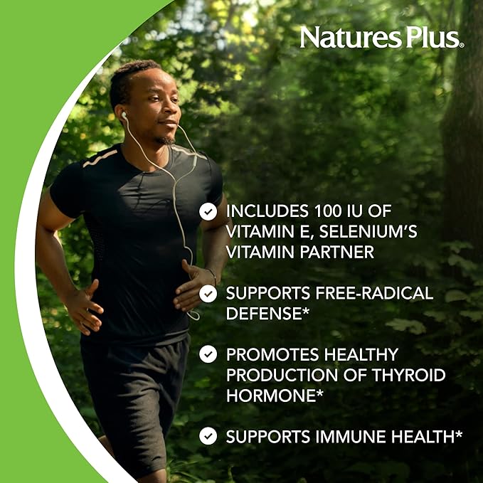NaturesPlus Super Selenium Complex - 200 mcg 90 Vegetarian Tablets - Essential Mineral Supplement with Vitamin E - Promotes Healthy Thyroid - Antioxidant - Gluten-Free - 90 Servings
